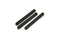 Black Necklace Bar, 6 Oxidized Black Brass Bars With 1 Hole (3x3x35mm) D0241