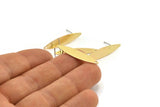 Brass Marquise Earring, 8 Raw Brass Marquise Stud Earrings With 1 Hole (29.5x7x0.60mm) D997 A1824
