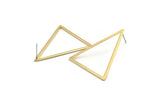 Brass Triangle Earring, 4 Raw Brass Triangle Stud Earrings (39x39x31mm) Bs-1308 A1738