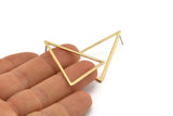 Brass Triangle Earring, 4 Raw Brass Triangle Stud Earrings (39x39x31mm) Bs-1308 A1738