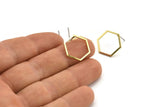 Brass Hexagon Earring, 10 Raw Brass Hexagon Stud Earrings (16x0.90mm) A1638 A1712