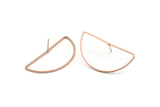 Rose Gold Earring, 4 Rose Gold Plated Brass Semi Circle Stud Earrings (22x45x1mm) D1276 A1228 Q1010