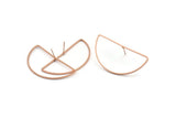 Rose Gold Earring, 4 Rose Gold Plated Brass Semi Circle Stud Earrings (22x45x1mm) D1276 A1228 Q1010