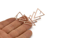 Rose Gold Triangle Earring, 2 Rose Gold Plated Brass Triangle Stud Earrings (46x21x1mm) E034 A1216 Q0847