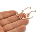 Rose Gold Face Charm, 12 Rose Gold Plated Brass Face Charms With 1 Loop, Pendants, Earrings, Findings (31x16x1mm) D0617