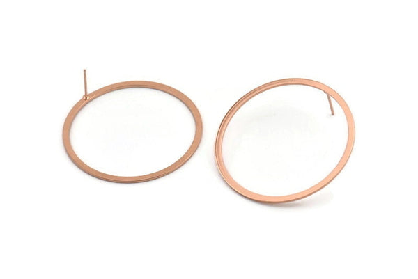 Rose Gold Circle Earring, 4 Rose Gold Plated Brass Circle Stud Earrings (40x2x1mm) Bs 1326 A1333 Q0708