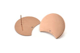 Rose Gold Moon Earring, 2 Rose Gold Plated Brass Moon Stud Earrings With 1 Hole (28x21x0.80mm) M050 A1513 Q1035