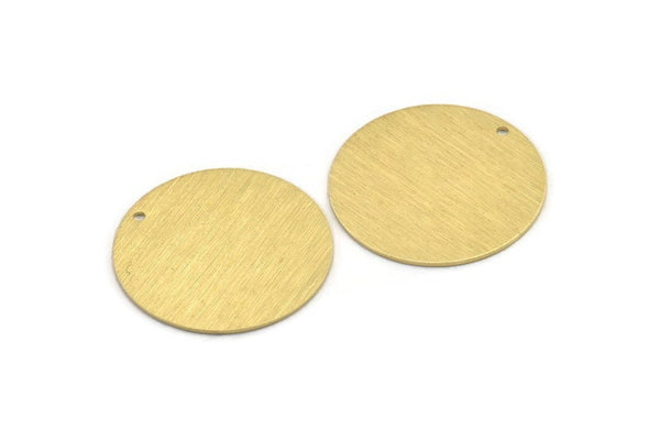 Brass Round Charm, 4 Textured Raw Brass Stamping Blanks With 1 Hole, Stamping Tags (30x0.80mm) M01502