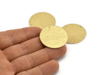 Brass Round Charm, 4 Textured Raw Brass Stamping Blanks With 1 Hole, Stamping Tags (30x0.80mm) M01502
