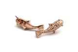 Rose Gold Fish Earring, 4 Rose Gold Plated Brass Koi Fish Stud Earrings, Jewelry Supplies, Findings (24x8mm) N0422 A1205