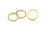 Brass Circle Earring, 6 Raw Brass Circle Stud Earrings (25x1.5x1.5mm) E009 A1932