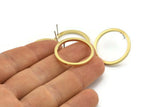 Brass Circle Earring, 6 Raw Brass Circle Stud Earrings (25x1.5x1.5mm) E009 A1932