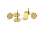 Brass Hexagon Earring, 10 Raw Brass Hexagon Stud Earrings With 1 Hole (11x1mm) D0714 A1940