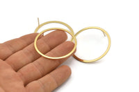Gold Circle Earring, 4 Gold Plated Brass Circle Stud Earrings (40x2x1mm) Bs 1326 A1333 Q0708