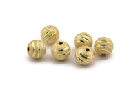 Gold Ball Bead, 6 Gold Plated Brass Spacer Beads, Findings (10mm) D1266 Q1000