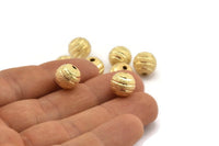 Gold Ball Bead, 6 Gold Plated Brass Spacer Beads, Findings (10mm) D1266 Q1000