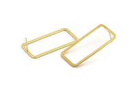Gold Rectangle Earring, 2 Gold Plated Brass Rectangle Stud Earrings (20x40x2x1mm) D1648 A1408 Q1008