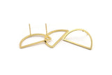 Semi Circle Earring, 4 Gold Plated Brass Semi Circle Stud Earrings (30x15x1.2mm) Bs 1173 A1361 Q1005