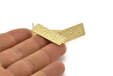 Gold Rectangle Earring, 2 Hammered Gold Plated Brass Rectangle Stud Earrings With 1 Loop (35x12x0.60mm) D850 A1274