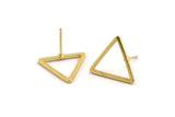 Gold Triangle Earring, 6 Gold Plated Brass Triangle Stud Earrings (17x1.2mm) D0108 A1127 H0382