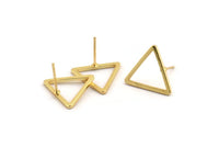 Gold Triangle Earring, 6 Gold Plated Brass Triangle Stud Earrings (17x1.2mm) D0108 A1127 H0382
