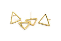 Gold Triangle Earring, 6 Gold Plated Brass Triangle Stud Earrings (17x1.2mm) D0108 A1127 H0382