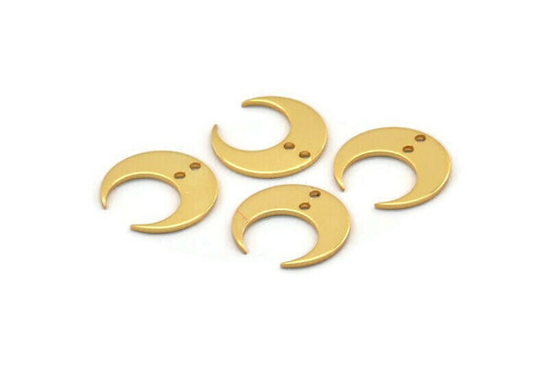 Altın Ay Takıları, 2 Delikli 12 Altın Kaplama Pirinç Hilal Ay Takısı, Bulgular (14x13,5x5x0,8 mm) BS 2367 Q1095