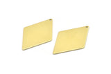 Brass Diamond Charm, 6 Raw Brass Diamond Charms With 1 Hole (40x26x0.80mm) M01665