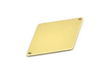Brass Diamond Charm, 6 Raw Brass Diamond Charms With 2 Holes (40x26x0.80mm) M01667