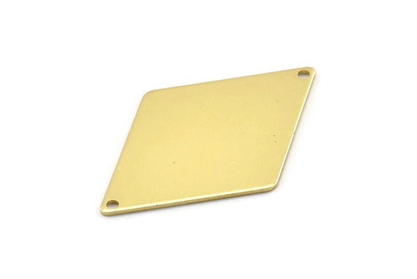 Brass Diamond Charm, 6 Raw Brass Diamond Charms With 2 Holes (40x26x0.80mm) M01667