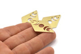 Brass Diamond Charm, 6  Raw Brass Moon Charms With 1 Hole, Rhombus Blanks (40x26x0.80mm) M01670