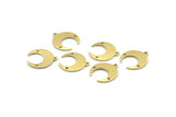Brass Moon Charm, 12 Raw Brass Crescent Moon With 1 Loop And 2 Holes, Earrings (16x14x0.80mm) M01657