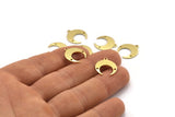 Brass Moon Charm, 12 Raw Brass Crescent Moon With 1 Loop And 2 Holes, Earrings (16x14x0.80mm) M01657