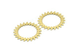 Brass Circle Charm, 2 Raw Brass Circle Charms, Brass Connectors, Findings, Connectors (34x0.80mm) M01617