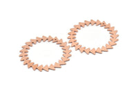 Copper Circle Charm, 2 Raw Copper Circle Charms With 1 Hole, Copper Connectors, Findings, Connectors (42x0.80mm) M01620