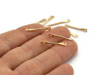 Gold Connector, 12 Gold Plated Brass Hammered Connectors With 2 Holes (22x3.50mm) E379