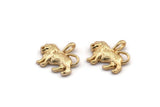 Gold Lion Charm, 4 Gold Plated Brass Lion Charms With 1 Loop (15.5x13.5x2.7mm) BS 2051