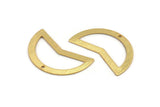 Gold Moon Charm, 2 Textured Gold Plated Brass Moon Charms With 1 Hole, Blanks (38x18x0.80mm) M234 H1483