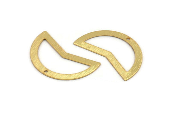 Gold Moon Charm, 2 Textured Gold Plated Brass Moon Charms With 1 Hole, Blanks (38x18x0.80mm) M234 H1483
