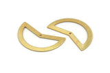Gold Moon Charm, 2 Textured Gold Plated Brass Moon Charms With 1 Hole, Blanks (38x18x0.80mm) M232 H1055