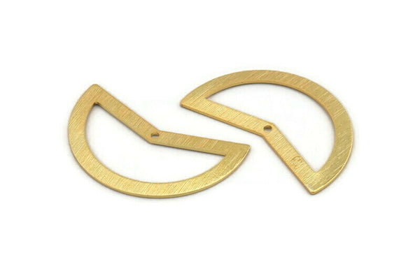 Gold Moon Charm, 2 Textured Gold Plated Brass Moon Charms With 1 Hole, Blanks (38x18x0.80mm) M232 H1055