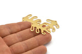 Gold Leaf Charm, 2 Gold Plated Brass Leaf Charms With 1 Hole, Findings (32x25x0.80mm) M483