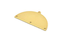 Semi Circle Charm, 2 Gold Plated Brass Half Moon Charms With 4 Holes, Blanks, Stamping Blanks (38x20x0.80mm) M513