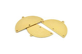 Semi Circle Charm, 2 Gold Plated Brass Half Moon Charms With 4 Holes, Blanks, Stamping Blanks (38x20x0.80mm) M513