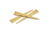 Long Triangle Charm, 2 Gold Plated Brass Triangle Charms With 1 Hole (51x8x1mm) BS 2186