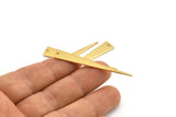 Long Triangle Charm, 2 Gold Plated Brass Triangle Charms With 1 Hole (51x8x1mm) BS 2186