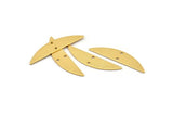 Semi Circle Charm, 4 Gold Plated Brass Half Moon Charms With 2 Holes (37x8x0.70mm) M884