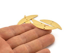 Semi Circle Charm, 4 Gold Plated Brass Half Moon Charms With 2 Holes (37x8x0.70mm) M884