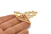 Gold Triangle Charm, 2 Gold Plated Brass Diamond Charms With 1 Loop (49x22x1mm) M01160