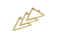 Gold Triangle Charm, 2 Gold Plated Brass Triangle Charms With 1 Loop (49x21x1mm) M01126 H1254